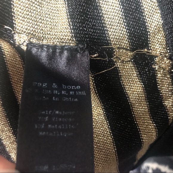 ❤️Rag & Bone New York Metallic Gold Lame Long Sleeve Cropped Top Striped XS - Picture 5 of 6